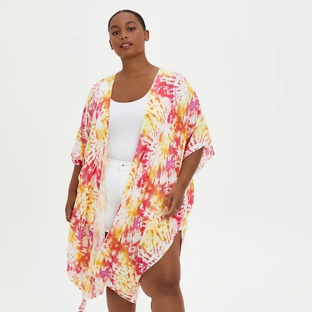 Nwt torrid yellow and pink tiedye duster kimono size 2x 18-20